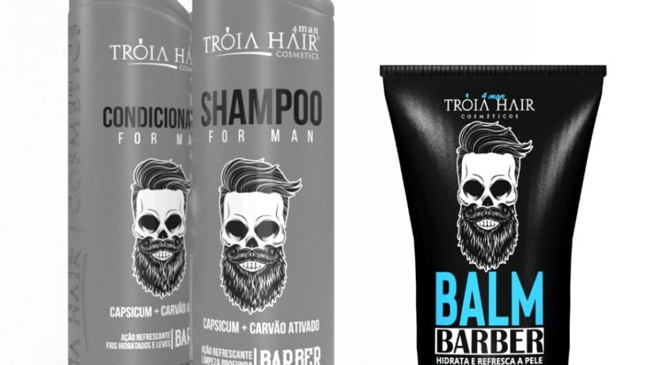 Kit 4Man da Tróia Hair: Shampoo, Condicionador e Balm para Cabelo e Barba